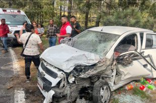Choque frontal sobre la Toluca-Sultepec dejó tres lesionados en Zinacantepec.