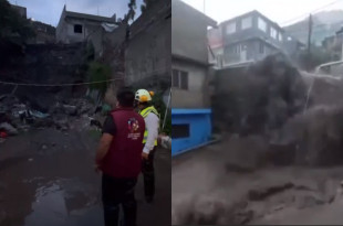 Tromba arrastra lodo y piedras en Almarcigo Norte, Ecatepec