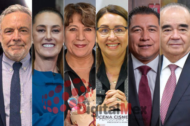 Alfonso Ramírez, Claudia Sheinbaum, Delfina Gómez, Azucena Cisneros, Felipe Arvizu, Maurilio Hernández