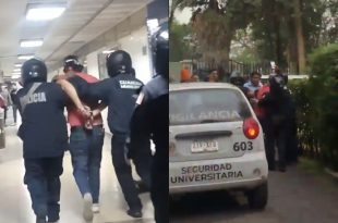 Movilización de policías municipales y personal universitario en la FES Acatlán.