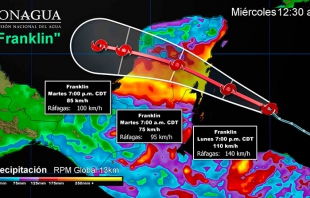 "Franklin" causará tormentas intensas en Oaxaca, Yucatán y el sureste de México